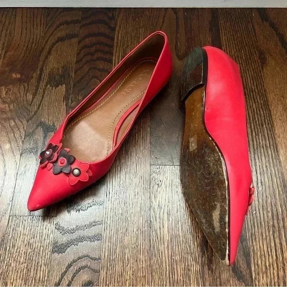 Coach Flat With Floral Applique Tea Rose Red FG1862 Women’s Size 8.5 B Slip On - Picture 12 of 16